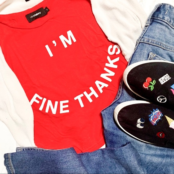 MISS VALLEY I’m fine thanks red crop top size S - Picture 1 of 3